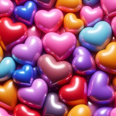 Obraz premium Colorful 3D Heart Shapes – Valentine’s Day Abstract Art 