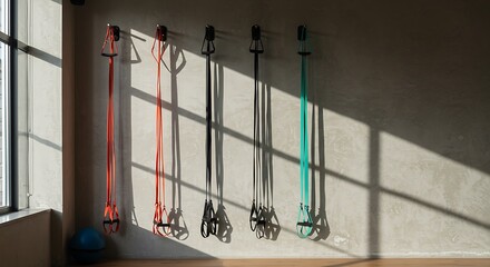 Resistance Bands Hanging on Wall
