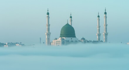 Mystical Prophet's Mosque in Medina Fog