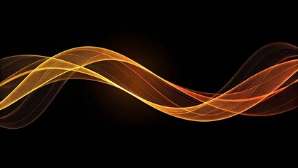 Abstract glowing orange wavy lines on a black background