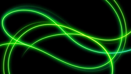 Deep Aqua and Neon Lime Interlaced Curves on Black Wallpaper