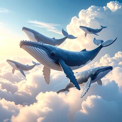 Whales Soar Through Fluffy Clouds