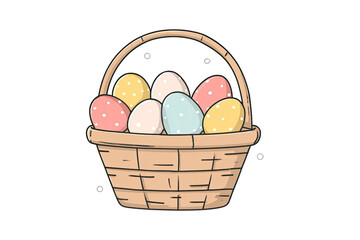 Easter basket filled with colorful eggs