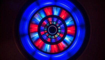 Abstract Circular Light Trails in Vivid Red and Blue Hues
