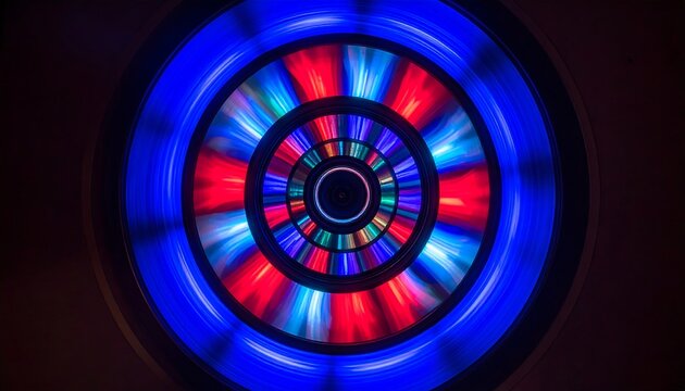 Abstract Circular Light Trails in Vivid Red and Blue Hues