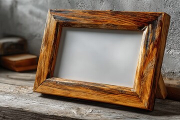 Rustic Wooden Frame on a Natural Wood Surface
