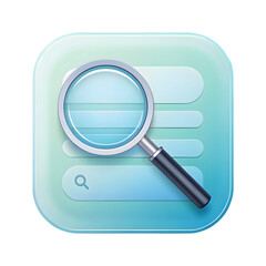 A  magnifying glass icon with a lens and magnifier to zoom and search for a web application