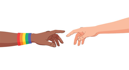 Lgbtq pride hands reaching for connection and equality concept