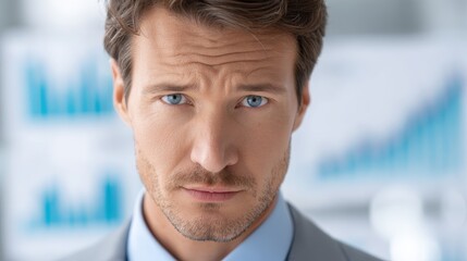 Naklejka premium A businessman with a shifty, untrustworthy expression, symbolizing an investment scam or fraud and incorrect information concept.