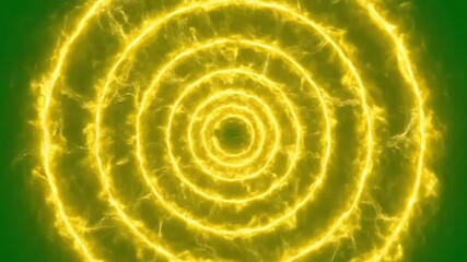 yellow electric rings, glowing concentric circles with lightning effect on green screen for futuristic motion graphics and high energy visual effects projects - Powered by Adobe
