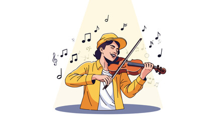 VECTOR Illustration A Cheerful Musician Playing the Violin in a Sunlit Performance, BIOLA DAYS.svg