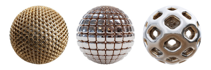 Fototapeta premium Metallic Spheres with Unique Patterns and Textures for Design Projects