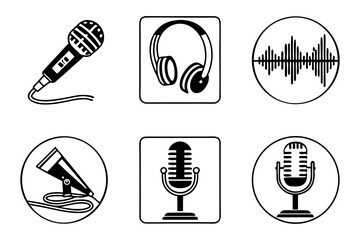Collection of Audio Recording and Sound Icons.