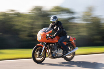 Classic Motorcyle in Motion