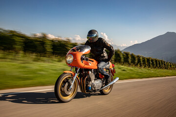 Classic Motorcyle in Motion