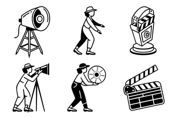 Vintage Film Production Icons and Equipment.