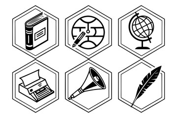 Vintage Writing and Education Icons Collection.