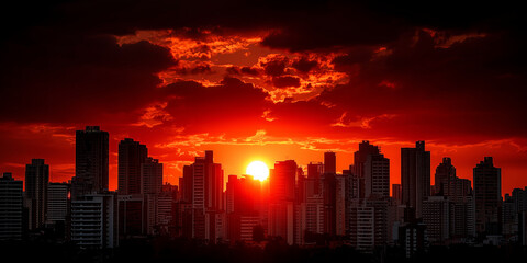 Fototapeta premium Scientific breakthrough in nuclear fusion clean energy revolutionizing urban landscapes at sunset