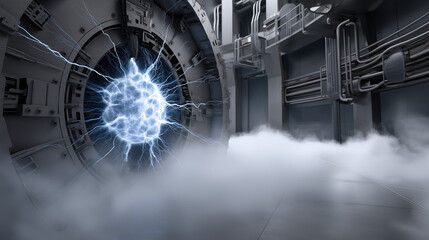 Fototapeta premium Nuclear fusion breakthrough for clean energy laboratory environment scientific innovation futuristic viewpoint