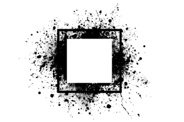 Abstract square framed by exploding particles