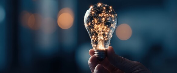 The luminous light bulb representing innovative ideas and creativity in a digital world.