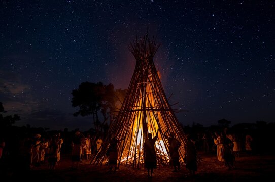Ethiopian Meskel Festival Traditional Bonfire Cultural Religious Ceremony
