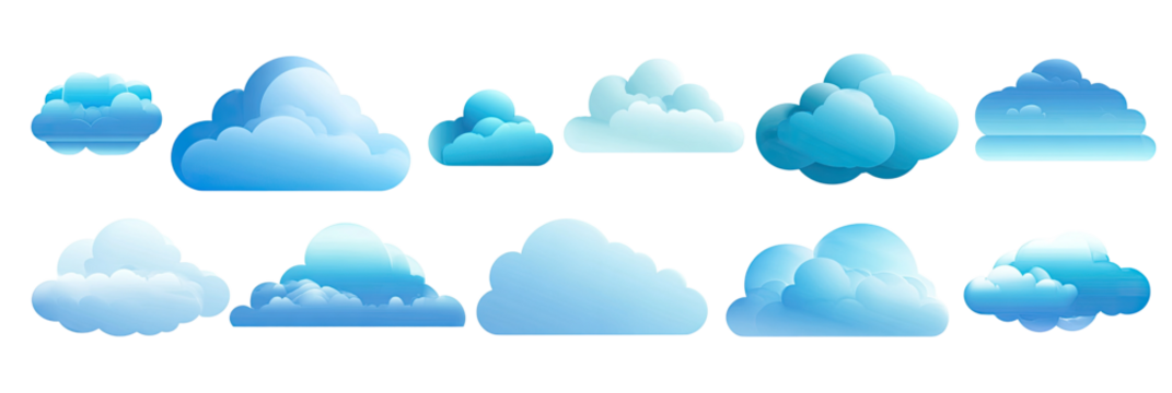 Two rows of pixelated clouds