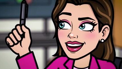 Animated Woman Presenter Holding Pen. - Powered by Adobe