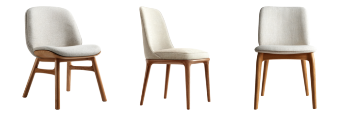 Elegant Modern Chairs with Wooden Legs in Various Angles