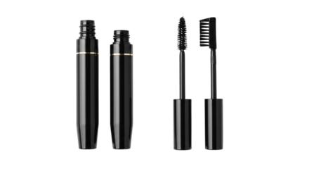 Minimal black mascara and eyeliner png isolated on transparent background