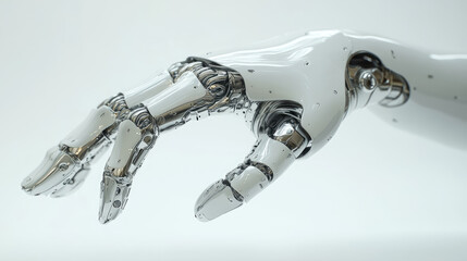 High Detail Mechanical Hand Pointing on Clean Background