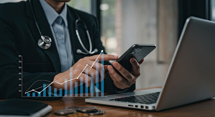 businessman drawing a graph