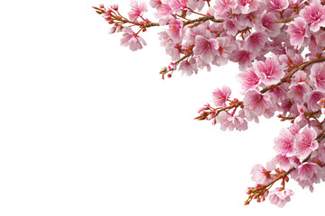 Pink cherry blossoms on black background