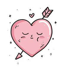 Cute pink heart with a love arrow