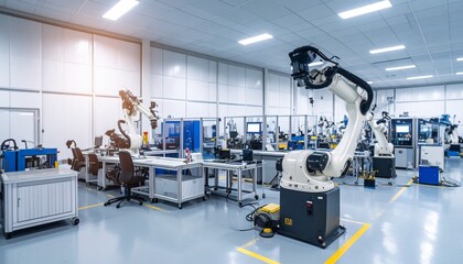 ロボットが作業をする工場　オートメーション製造現場