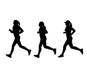silhouettes of three women jogging