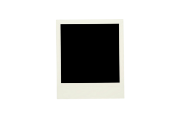 Pastel colour instant photo frame with black screen, isolated on transparent background for memory,