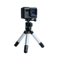 GoPro on tripod isoleted on transparent background.
