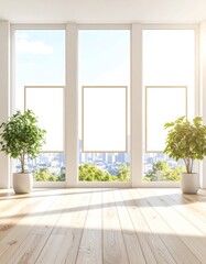 Fototapeta premium Bright, modern room with large windows