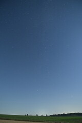 Fototapeta premium Night Starry Sky Over the Field with Perseid Meteor Shower