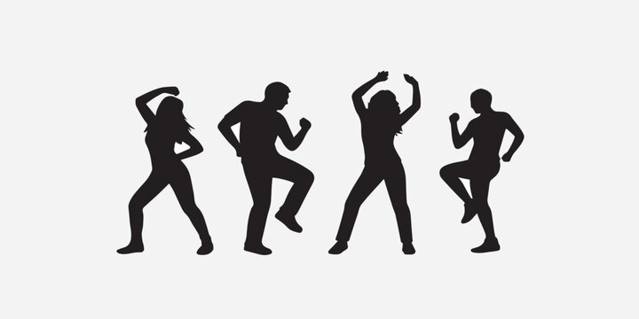 Print   set silhouettes zumba dancers