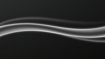 Frosted Silver Light Curves on Matte Black Minimalist Wallpaper
