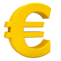 Obraz premium Shiny golden Euro currency symbol presented boldly on transparent background