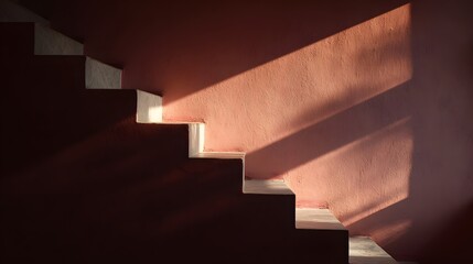 Sunlight casts shadows on a stairway.