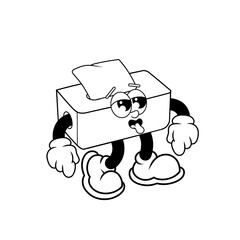 Retro character design from tired tissue box outline