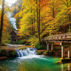 waterfall in autumn