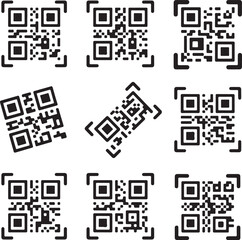 Fototapeta premium Q R codes with framing elements qr code scan
