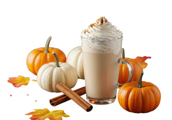 Pumpkin spice latte isolated on transparent background