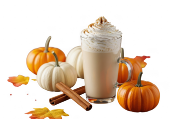 Pumpkin spice latte isolated on transparent background