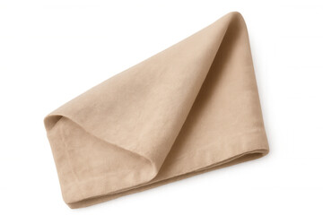 Folded beige cloth napkin mockup on transparent background, perfect for showcasing your design